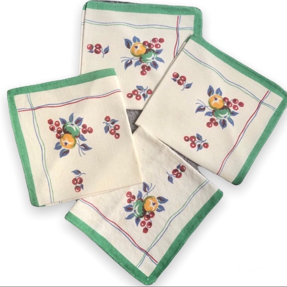 Vintage Fruit Linen Napkins (Set of 4)